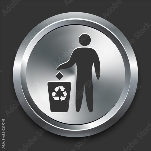 Pollution Symbol Icon on Metal Internet Button