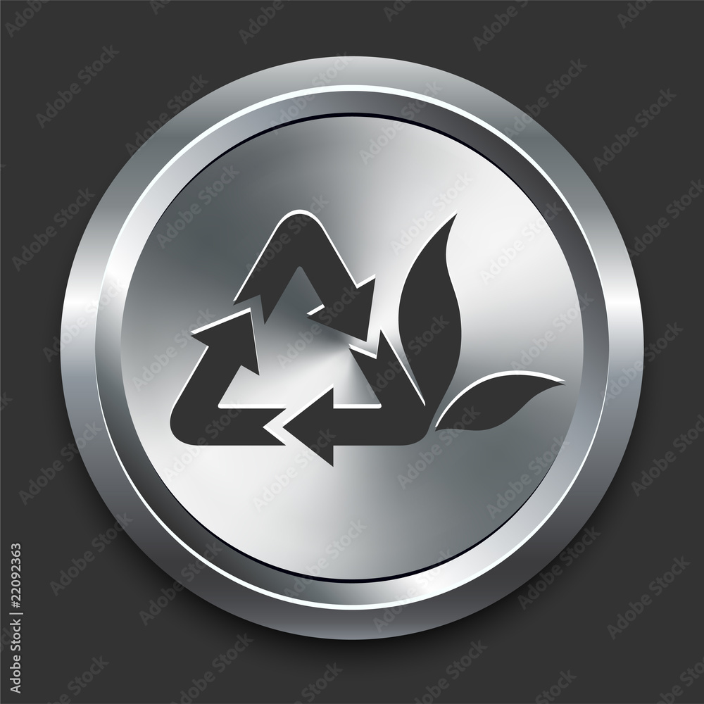 Pollution Symbol Icon on Metal Internet Button Pollution Symbol Icon on Metal Internet Button