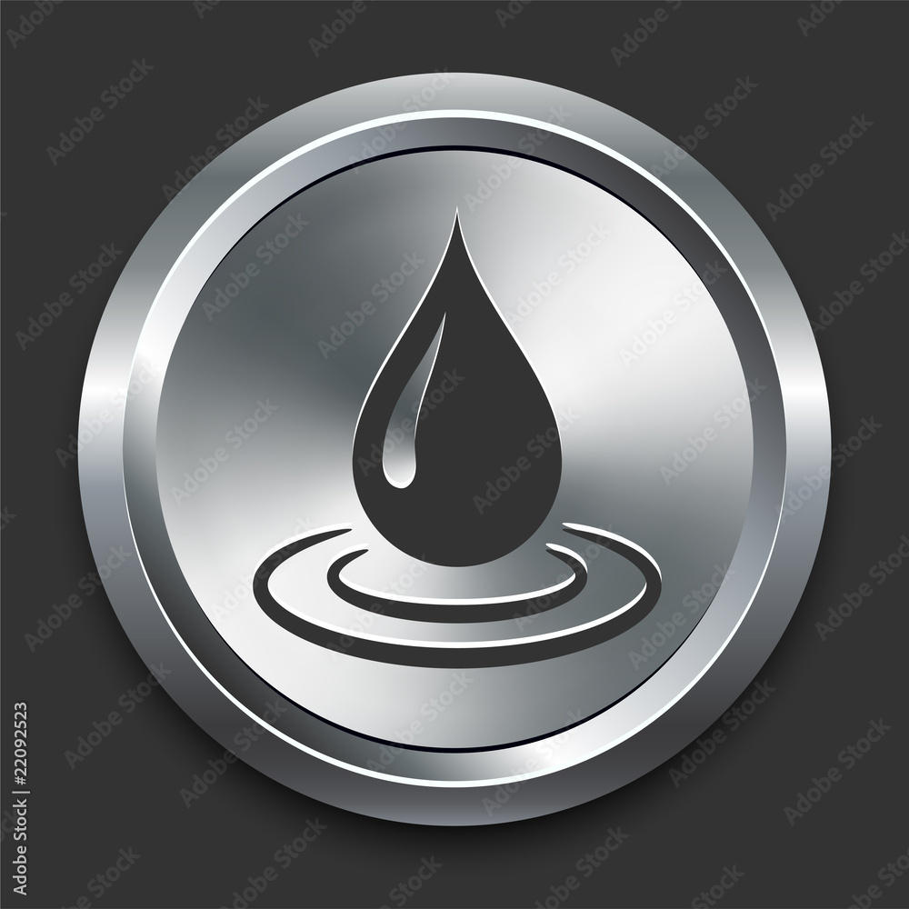Water Droplet Icon on Metal Internet Button Stock Vector | Adobe Stock