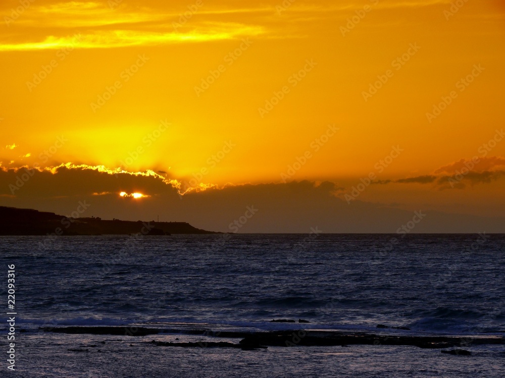 Obraz premium Atardecer en la Playa de las Canteras. Gran Canaria