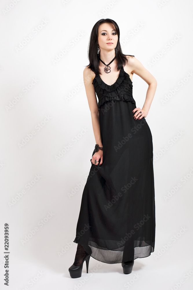 Portrai of young beautyful woman in black dress Portrai of young beautyful woman in black dress