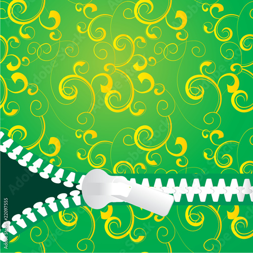 green ornate zip