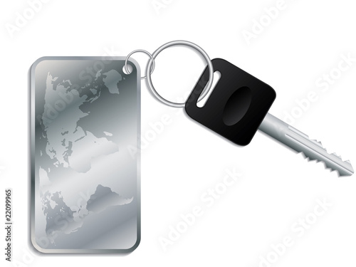 Key with steel map keyholder