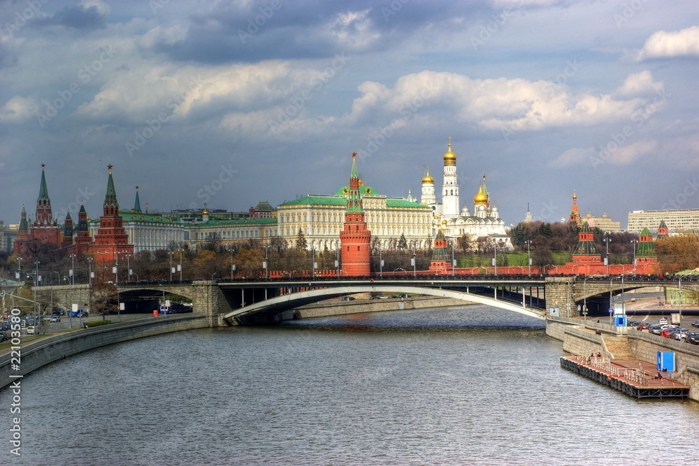 View of bridge and moscow's Kremlin