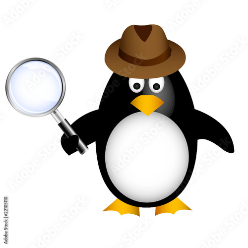 detective penguin with magnifying