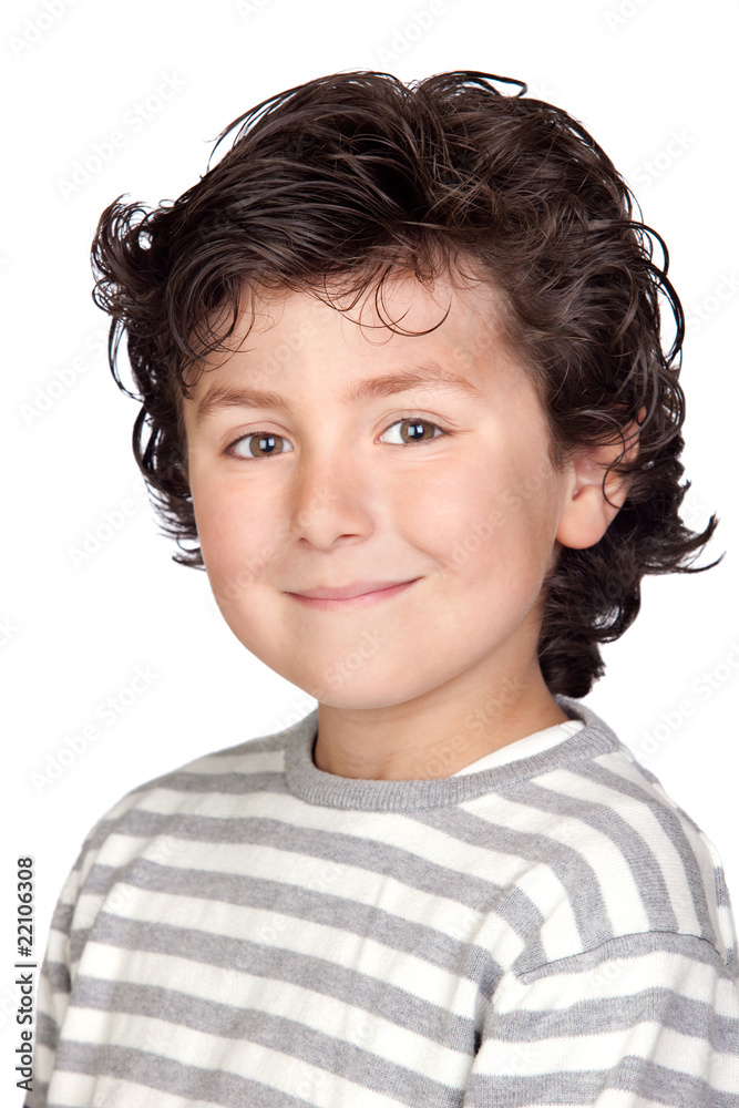 Funny child with striped sweater Funny child with striped sweater