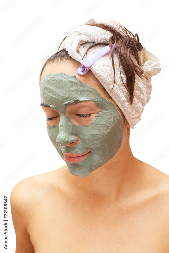 woman with clay mask woman with clay mask