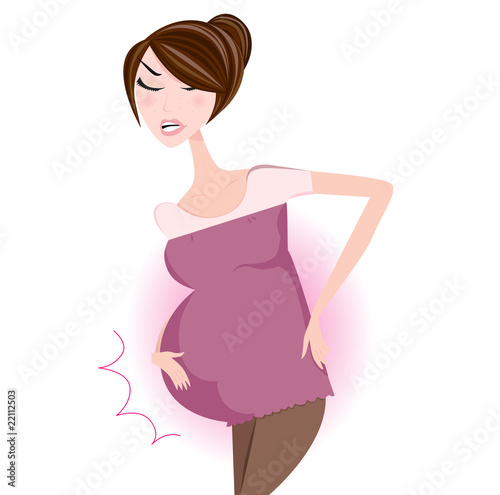 Maternity - pregnant woman holding her belly. VECTOR