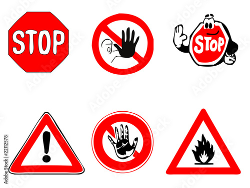 vector stop and warning sign selection