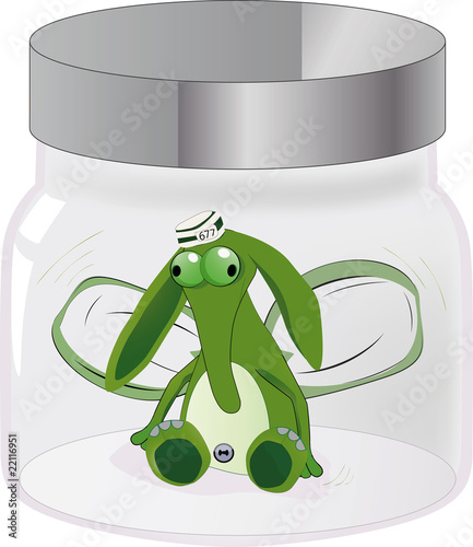 Elephant the prisoner in a glass jar