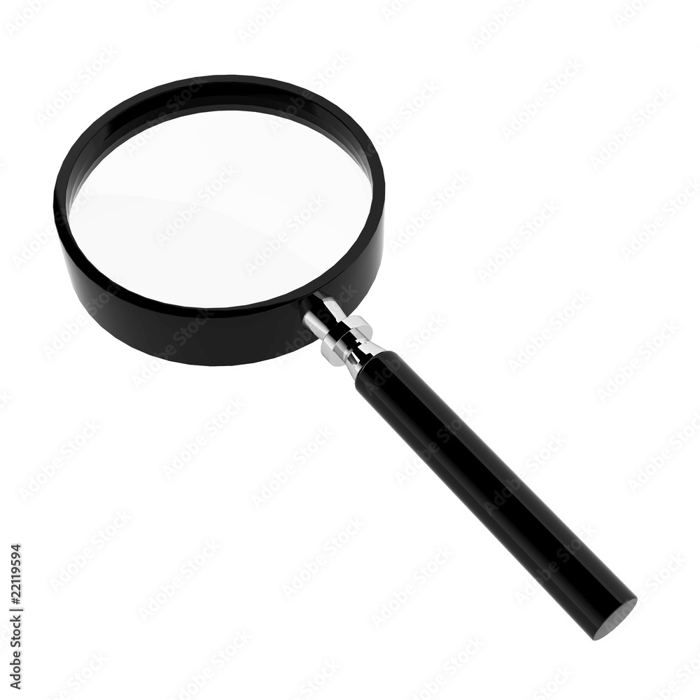 3d render of magnifier on white 3d render of magnifier on white