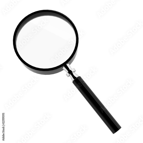 3d render of magnifier on white