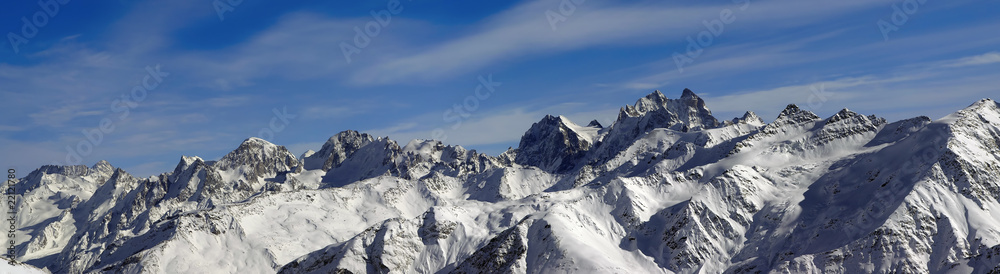 Panorama Caucasus Mountains. Elbrus Region.