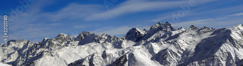 Panorama Caucasus Mountains. Elbrus Region.