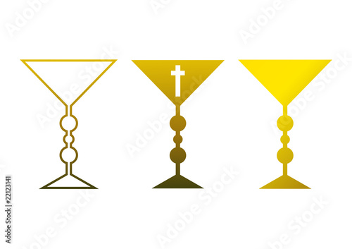 Clipart-Set: Drei goldene Kelche (Religion)