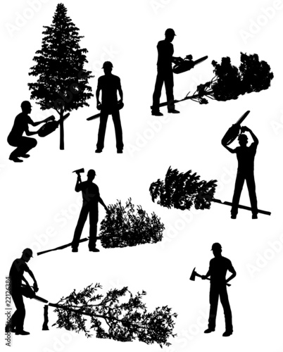 Lumberjack vector set with different tools