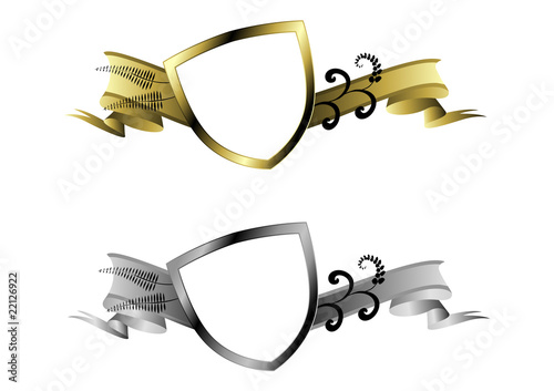 gold and silver shields