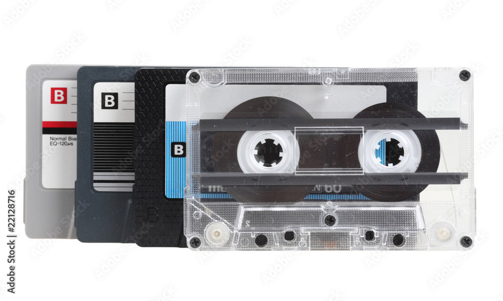 Obraz premium pile of old tapes isolated on white with clipping path