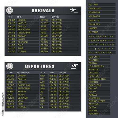 Flight Information - Set 1 - Black and Yellow