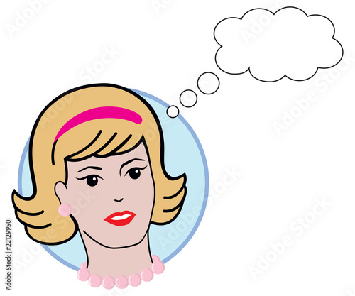 Retro Woman with Thought Bubble