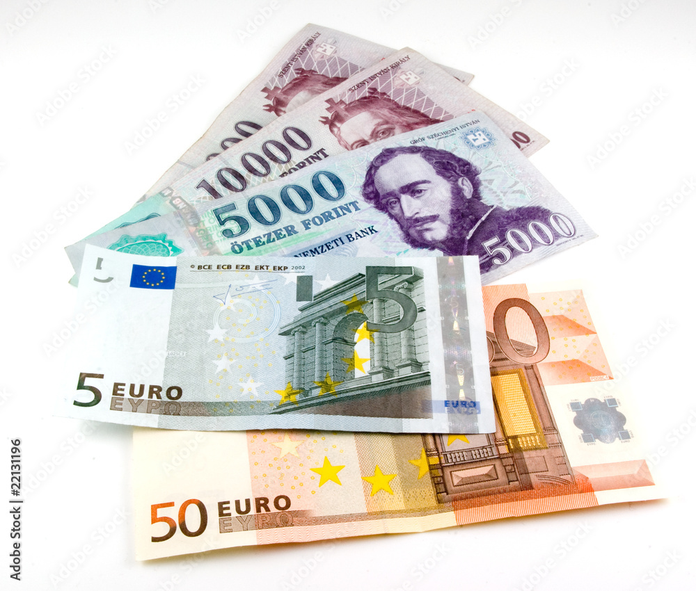 euro and hungarian forint bank notes euro and hungarian forint bank notes