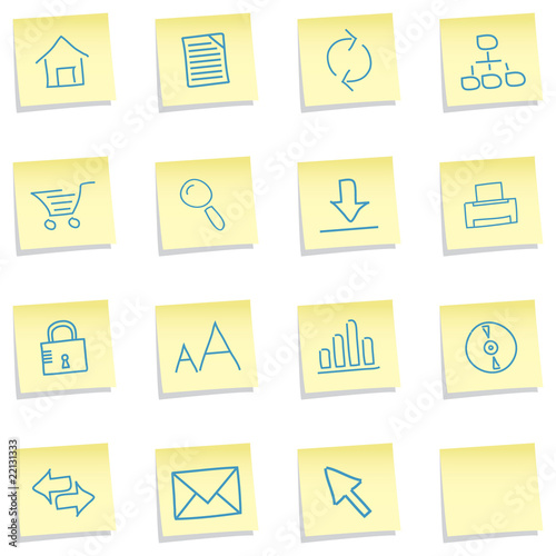 Hand made icons on sticky note