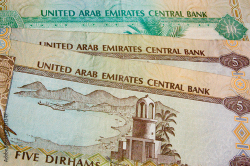 United Arab Emirates banknote background, English photo
