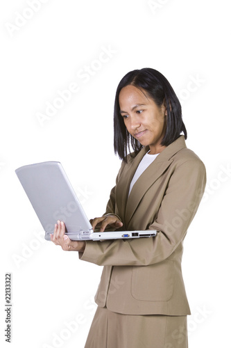Businesswoman Holding a Laptop