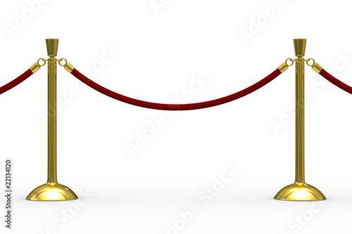 Gold stanchions on white ba...