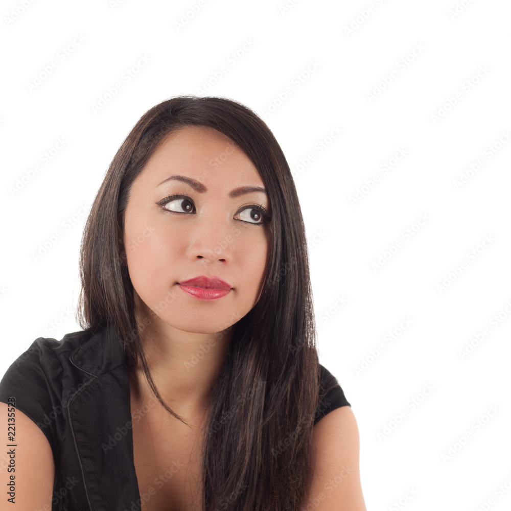Studio shot of beautiful sexy young asian woman looking up Studio shot of beautiful sexy young asian woman looking up