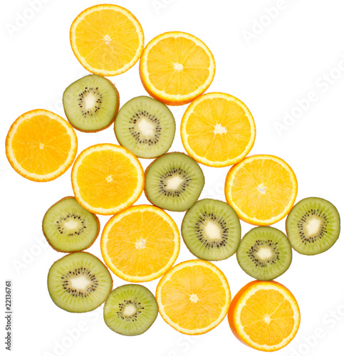 Oranges and kiwi fruits..