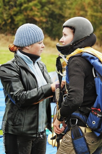 Two serious girls on airfield