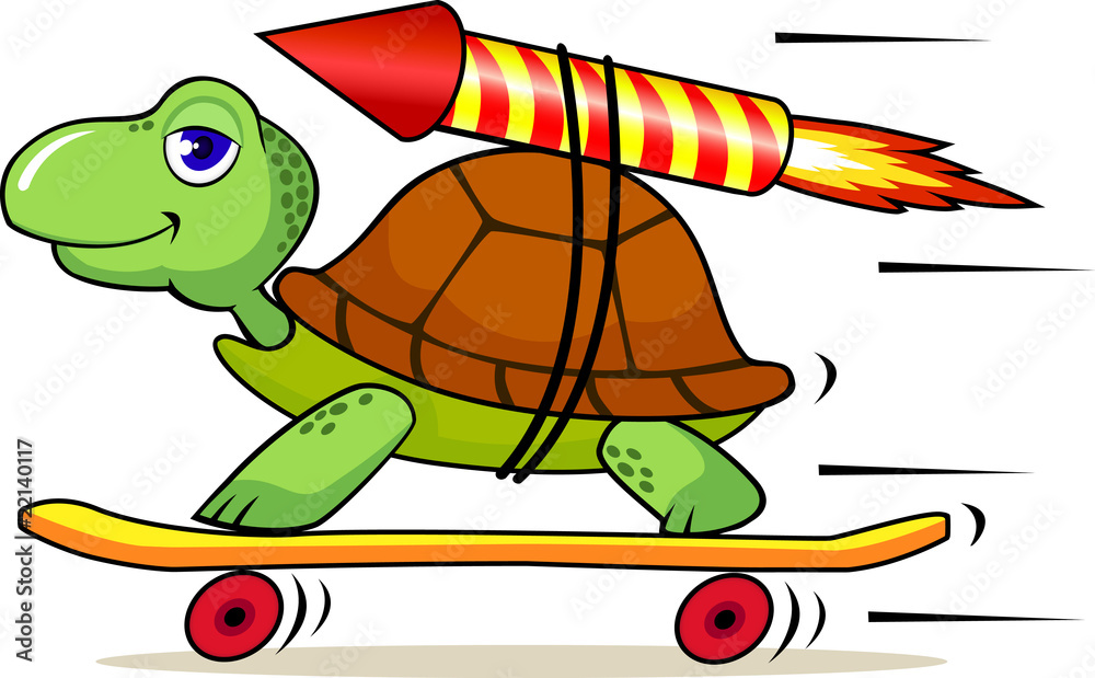 Fototapeta premium Fast turtle cartoon