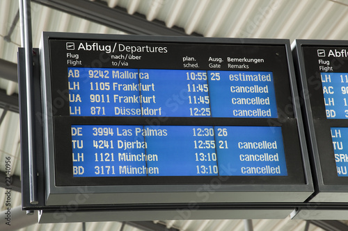 Quadro su tela anzeigetafel cancelled