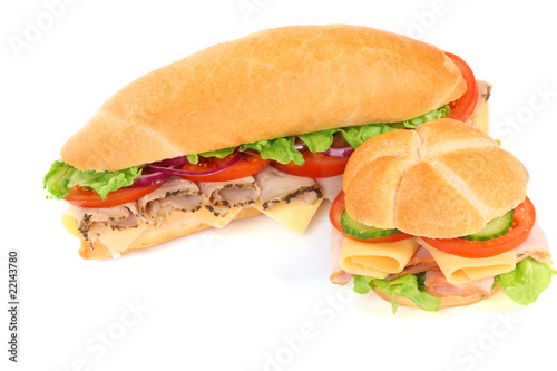 Delicious ham, cheese and salad sandwiches