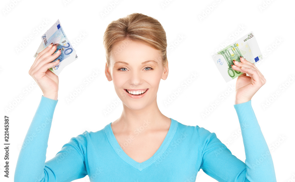 lovely woman with money