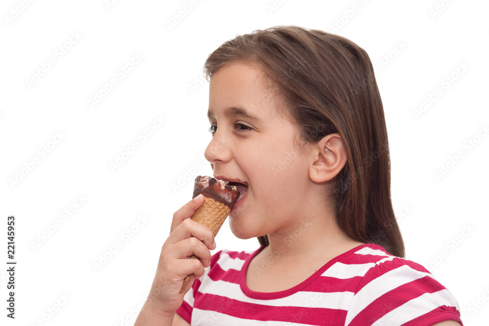 Small girl eating an ice cream cone Small girl eating an ice cream cone