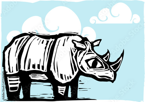 Photography Rhino and Clouds