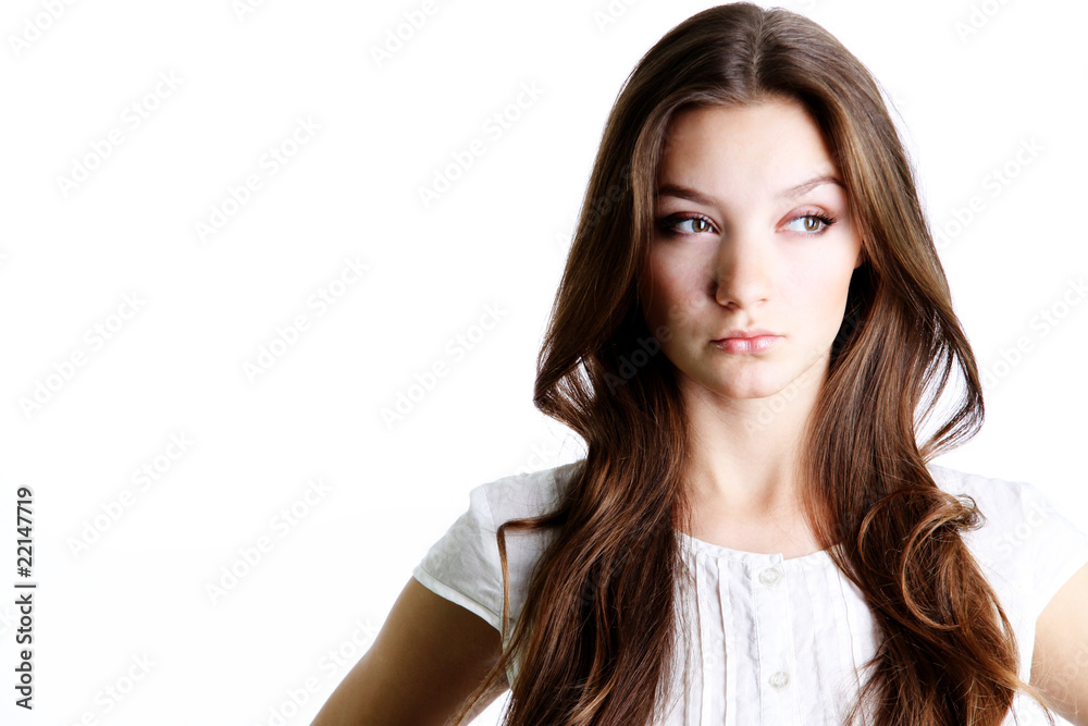 Portrait of the sad model with beautiful hair Portrait of the sad model with beautiful hair