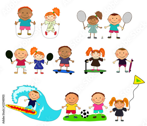 vector children playing