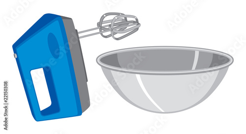 Electric Hand Mixer and Mixing Bowl
