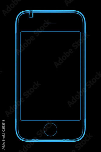 3D 3G rendered blue transparent x-ray phone