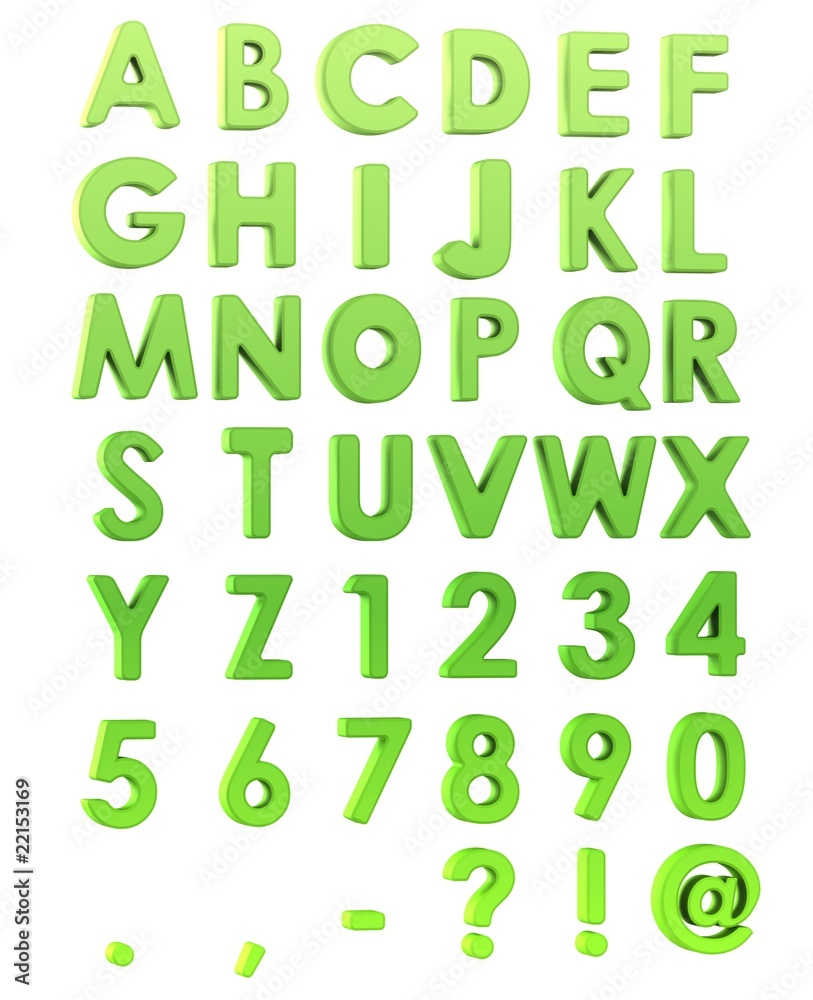 Green 3d Alphabet