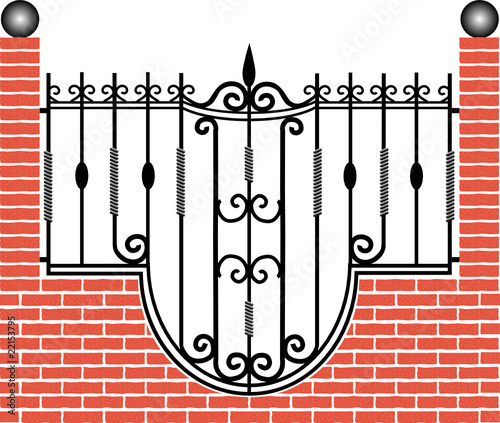 Fence of brick and iron