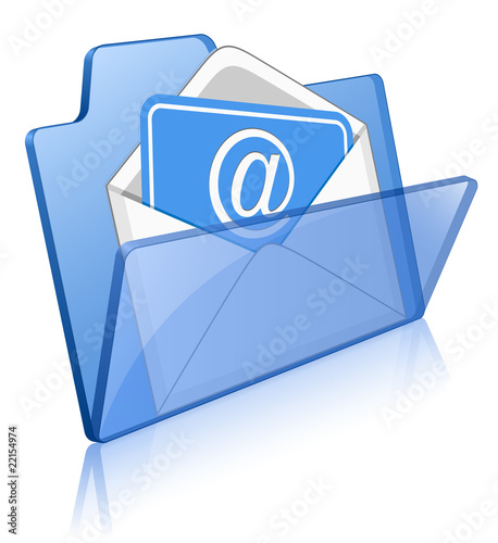Vector illustration of glass glossy folder with mail envelope
