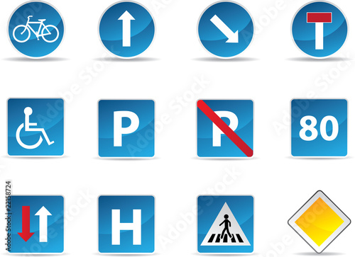 Road signs set isolated in white background