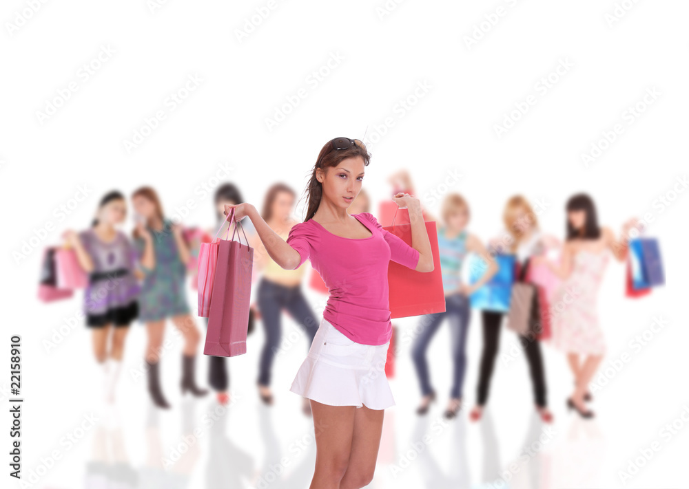 Obraz premium happy woman with shopping bags