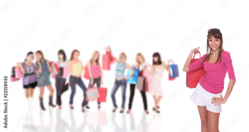 happy woman with shopping bags