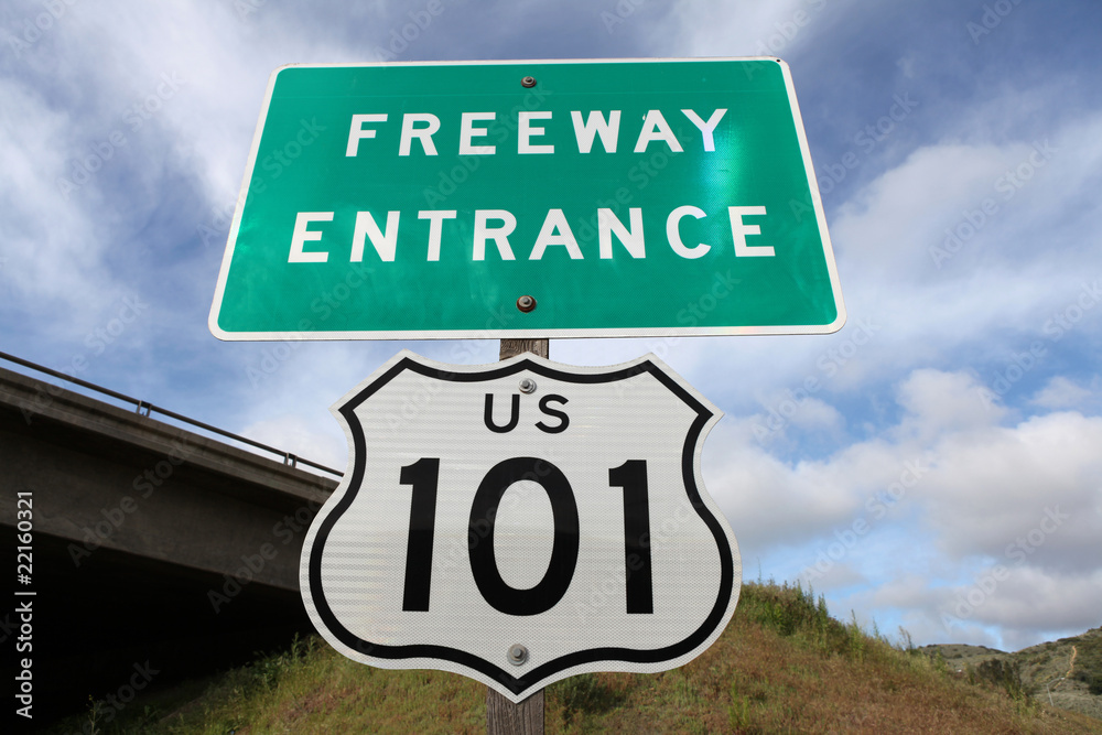 Naklejka premium Freeway Entrance Sign US 101