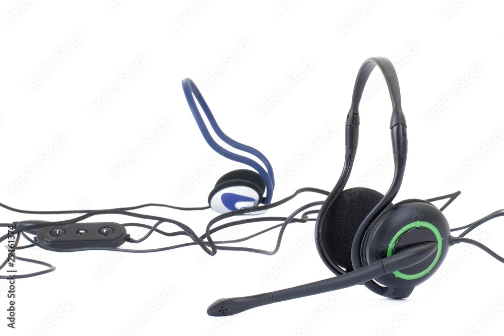 black headphones isolated on white background black headphones isolated on white background